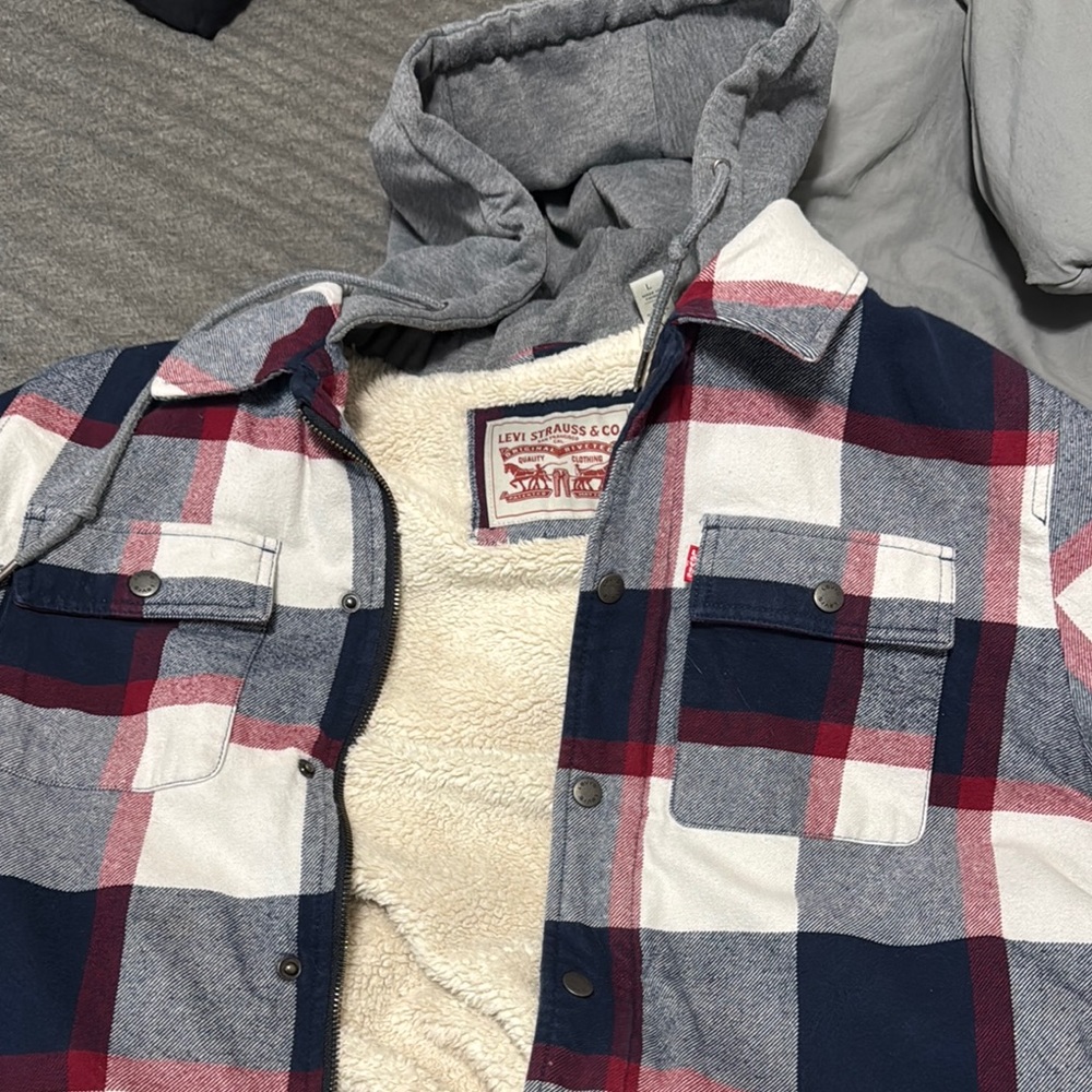 Levi's Red and Blue Lightweight Plaid Jacket